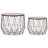 Coffee Table Set of 2 Copper Metal Small Detachable