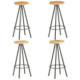 Bar Stool Set of 4 Brown and Black