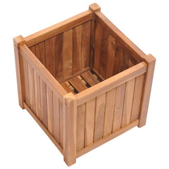 Teak wood raised garden bed with a 15.7" square design and smooth, fine-sanded finish.