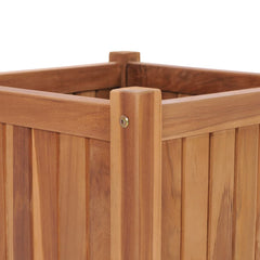 Teak wood raised garden bed with a 15.7" square design and fine-sanded finish.