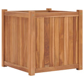Bostome teak wood raised garden bed with a smooth surface and natural grain, 19.7 inches square.