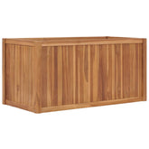 Solid teak wood raised garden bed planter measuring 39.4x19.7x19.7 inches.