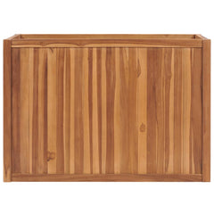 Solid teak wood raised garden bed planter, rectangular with vertical grain, 39.4x19.7x27.6 inches.