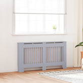 Anthracite MDF radiator cover with slatted front and top shelf, measuring 59.8x7.5x32.1 cm.