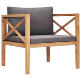 Garden Chair Dark grey Fine sanded teak hardwood Medium