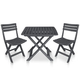 Garden Bistro Set Anthracite Plastic Compact Foldable