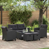 Garden Sofa Set of 6 Black