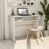 Desk White Engineered Wood Small Desk Rectangular Modern