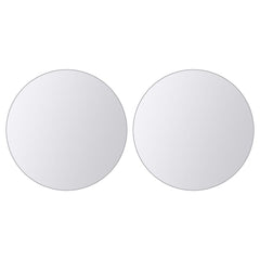 16-piece frameless glass mirror tiles set in square, oval, and S-shapes.