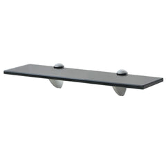 Floating Shelf Set of 2 Black Tempered safety glass 15.7x3.9 in