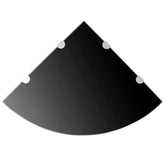 Corner Shelf Set of 2 Black Tempered glass 17.7 x 17.7 in