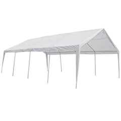 White party marquee tent, 26.2x13.1 ft, with steel frame.