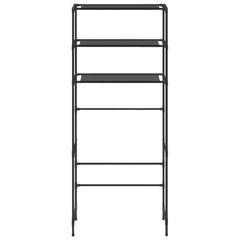 A black 3-tier stainless steel laundry rack with open shelves.