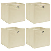 Storage Box Set of 4 Cream Non-woven fabric (100% polyester)