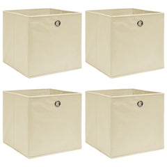 Storage Box Set of 4 Cream Non-woven fabric (100% polyester)