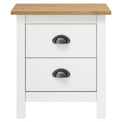 Bedside Cabinet Set of 2 White and Honey Brown Solid Pine Wood
