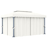 Gazebo with Curtain 13.1'x9.8' Cream White Aluminum