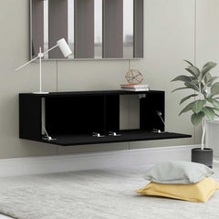 TV Cabinet Black Engineered wood 39.4 inches width Drop-Down
