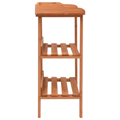 Three-tier Bostome firwood plant stand with galvanized shelves, 29.9x14.6x35 inches tall.