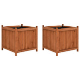 Set of 2 firwood raised garden planters, 19.7x19.7x19.7 inches, with polyester lining.