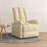 Recliner Chair Cream Fabric (100% polyester), plywood, iron