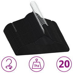 Hanger Set of 20 Black ABC plastic, zinc alloy, velvet Medium