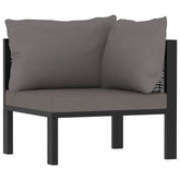 Corner Sofa Anthracite Poly rattan, aluminum, fabric (100% polyester)