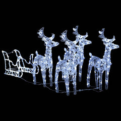 Reindeer And Sleigh Christmas Decoration Cool White