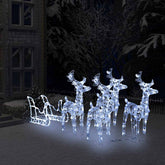 Reindeer And Sleigh Christmas Decoration Cool White