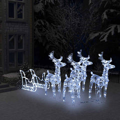 Reindeer And Sleigh Christmas Decoration Cool White