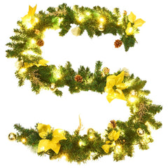 Christmas Garland Green and Gold PVC 8.9 feet Christmas Garland