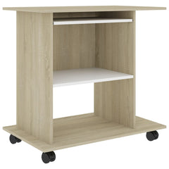 Computer Desk White and Sonoma Oak Engineered wood Medium