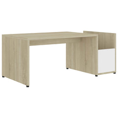 Coffee Table White and Sonoma Oak Engineered Wood