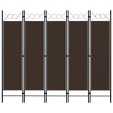 5-Panel Room Divider Brown 78.7x70.9