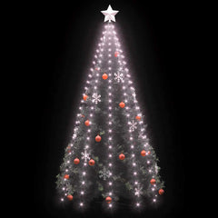 Net of 250 warm white LED lights designed for draping over 98.4-inch Christmas trees.