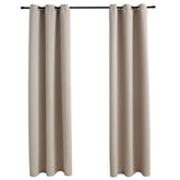 Blackout Curtains with Rings 2 pcs Beige 37x84 Fabric