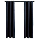 Blackout Curtains with Rings 2 pcs Black 37x63 Fabric