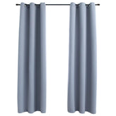 Blackout Curtains with Rings 2 pcs Gray 37x63 Fabric