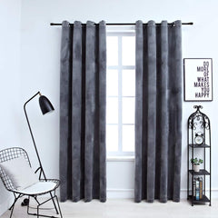 Blackout Curtains with Rings 2 pcs Anthracite 54x84 Velvet