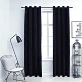 Blackout Curtains with Rings 2 pcs Black 54x63 Velvet