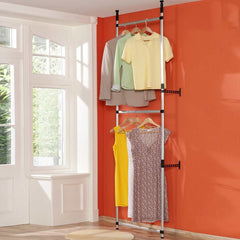 Telescopic Wardrobe System Silver and Black Aluminum, Plastic Large