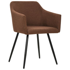 Dining Chair Set of 2 Brown Fabric (100% polyester), Metal