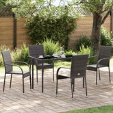Dining Chair Set of 4 Brown PE rattan, powder-coated steel