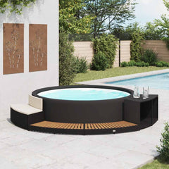 Spa Surround Black and Natural Wood