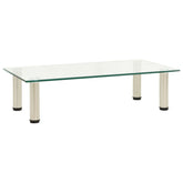 TV Stand Clear Tough Glass, Sturdy Steel Small Modern TV Stand