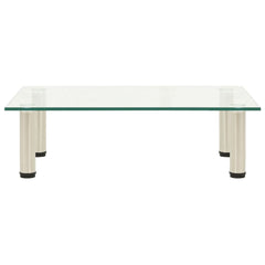 TV Stand Clear Tough Glass, Sturdy Steel Small Modern TV Stand