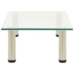 TV Stand Clear Tough Glass, Sturdy Steel Small Modern TV Stand