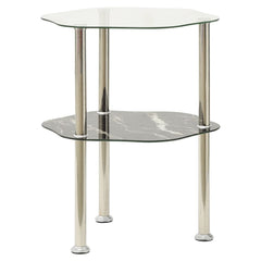 Side Table Transparent and black marble
