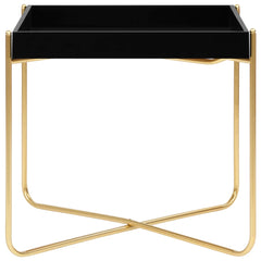 Side Table Black and Gold MDF and Steel Small Durable