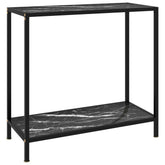 Console Table Black Tempered glass, powder-coated steel